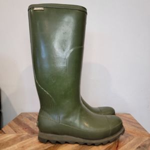 Sorel Women's Rain Wedge Boots Knee Size 7.5 Olive Green Tall Rubber NL2523-383